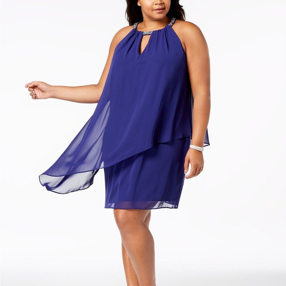 Jessica Howard |  Chiffon-Overlay Shift Dress